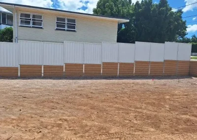 Colorbond fencing with retaining wall Clunes