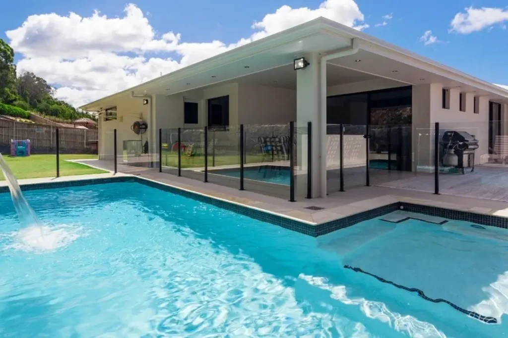 pool with aluminium fence