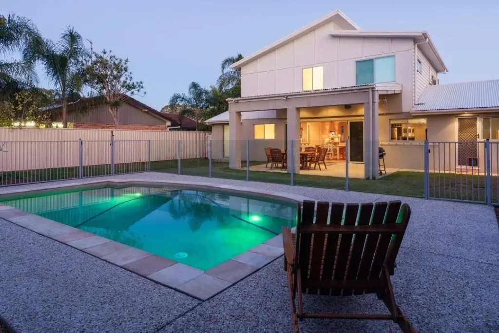 pool with aluminium fence
