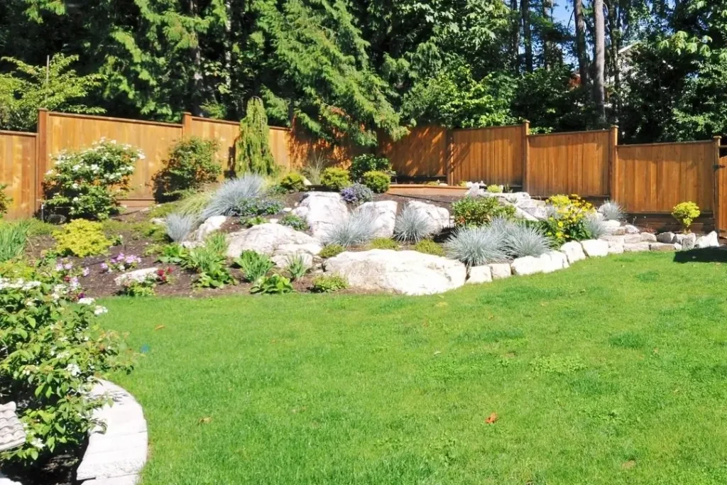 stepped timber fence